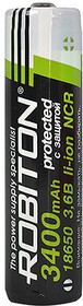 Аккумулятор Li-ion 18650 3400mAh 3.6 (3.7) V, с защитой Robiton 13485/12387