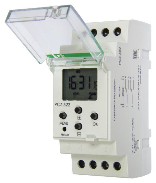Реле времени PCZ-522 прораммир. циклич. 24-264В АС/DC 2*16A 2/1P IP20 ЕА02.002.002