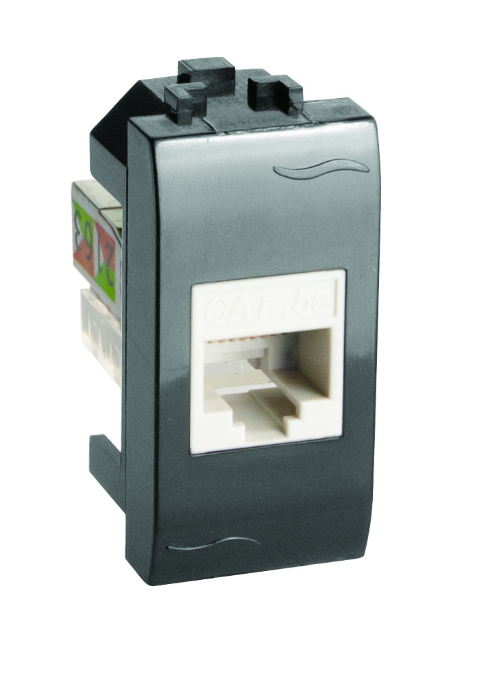 Розетка 1-м BRAVA комп. RJ45 (разъем PcNet) категория 5е черная DKC 77654N