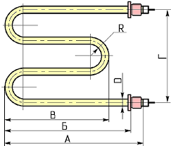 ТЭН 230 В13/2,0-Т-220 ф.4 R25 эскиз