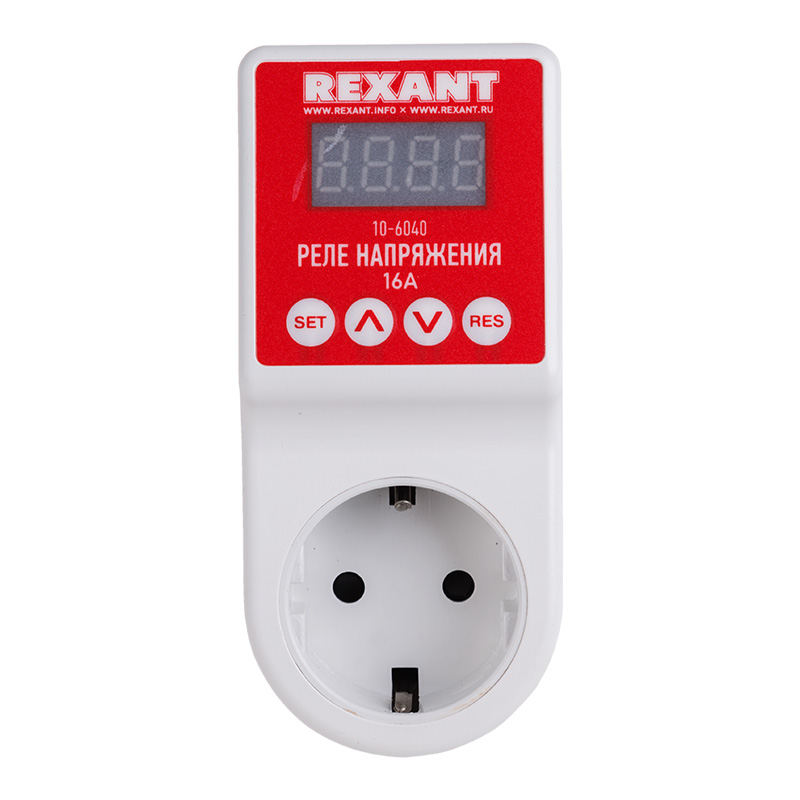 Реле напряжения вилка-розетка c дисплеем 16А REXANT	10-6040