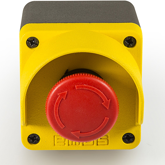 Пост кнопочный металлический с аварийной кнопкой (1НО+1НЗ) M1C102EE с Блок-контакт "Старт" CM CP (1