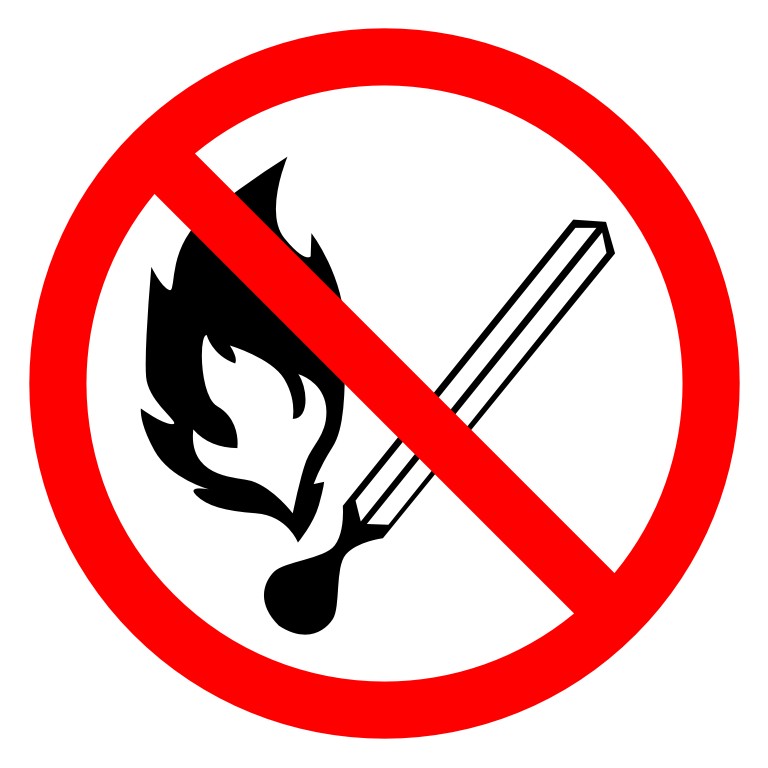 Знак"Запрещается пользоваться открытым огнем и курить" d=180мм