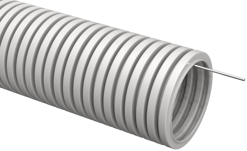 Труба ПВХ гофро d=25 с протяжкой (100м) серая