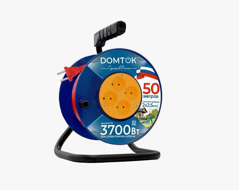 Удлинитель на кат. 4*50м с/з ПВС 3*2,5 16А DOMTOK 2464
