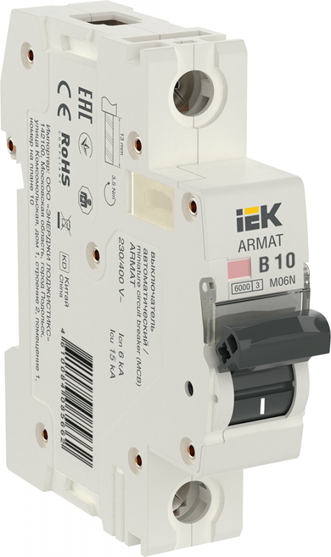 Автомат ARMAT 1п 10А хар.B ИЭК AR-M06N-1-B010